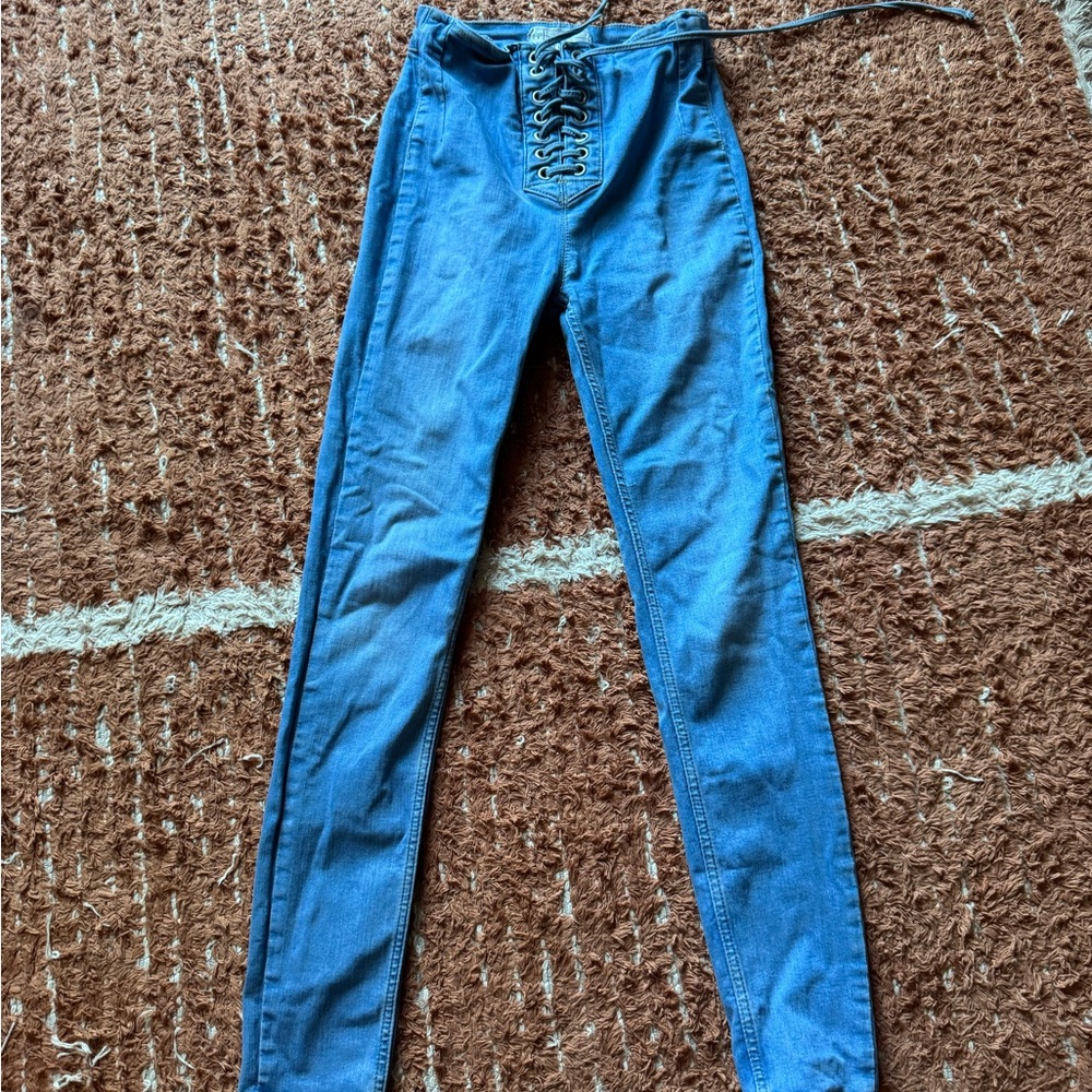 Free People We The Free Lace-Up High-Waisted Jeggings 25
